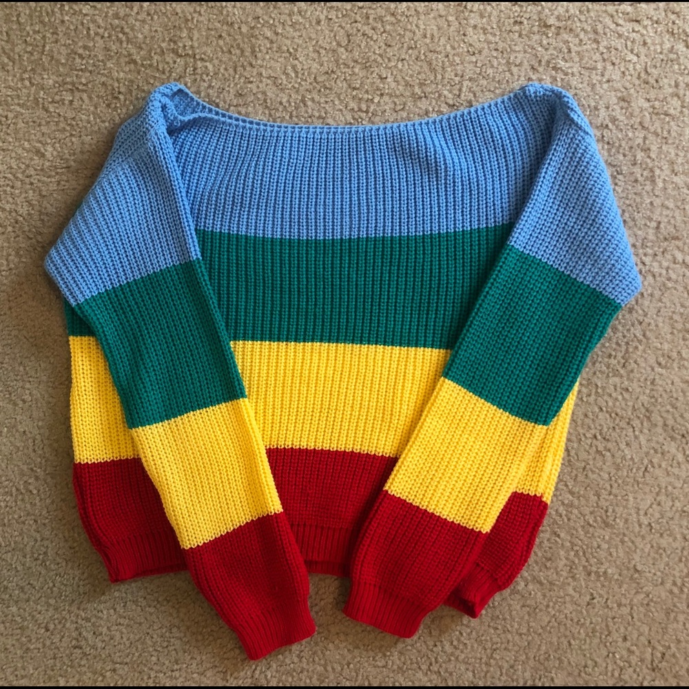 Colorblock Off-Shoulder Sweater - Picture 3 of 4